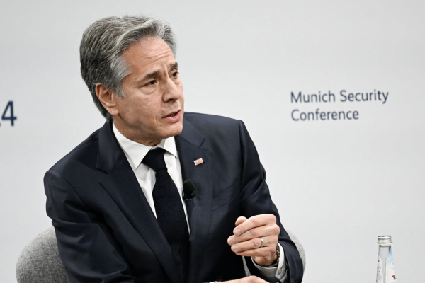 Secretary of State Antony J. Blinken raised concerns about developments in Russia’s nuclear capability at the Munich Security Conference this weekend. (Thomas Kienzle/Pool/AP)
